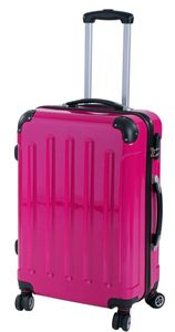 INVIDA PC/ABS Glüückskind Koffer Trolley mit 4 Zwillingsrollen Pink M