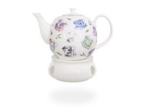 Buchensee  Teeset / Teekanne 1,5 liter mit Stövchen aus Porzellan, Tassendeko, Fine Bone China