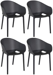 CLP 4er Set Stühle Sky Pro stapelbar und mit modernem Design, Farbe:schwarz