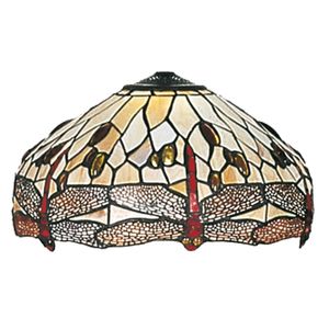 Clayre & Eef Lampenschirm Tiffany Ø 40 cm Braun Beige Glas Libelle
