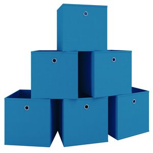 VCM 6er Set Faltbox Klappbox Stoff Kiste Faltschachtel Regalbox Aufbewahrung Boxas Blau