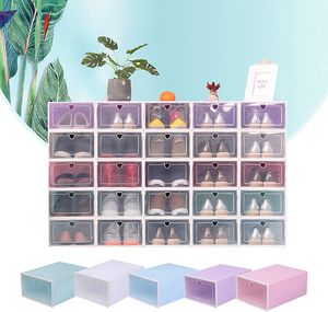 20x Krabice na boty Krabice na boty s víkem z plastu Úložný box Skladování obuvi průhledné stohovatelné pro ženy muže (modrá)