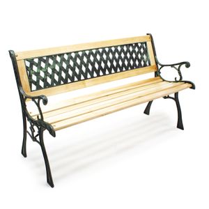 Zahradní lavička Inge Wood and Cast Iron with Lattice Motif Park Bench Two-Seater Bench