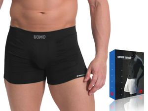 Sesto Senso Pánské boxerky SOLAR Bezešvé spodní prádlo Flexibilní pánské elastické - černé - L/XL