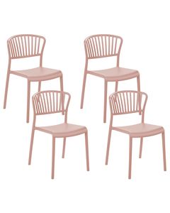 BELIANI Esszimmerstühle 4er Set in Rosa aus Kunststoff für Innen- und Außenbereich Geeignet Moderner Stil Plastik Gartenstühle für Garten Esszimmer