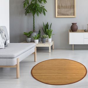 Homestyle4u Bambusmatte Rund 180cm Bambusteppich rutschfest Teppich
