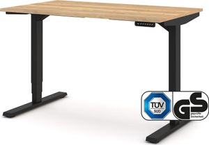 ASSMANN Elektrisch höhenverstellbarer Schreibtisch Y-Line Eiche Natura Schwarz, 120x70cm, Memoryfunktion, Kollisionsschutz, 2-fach-Motorik