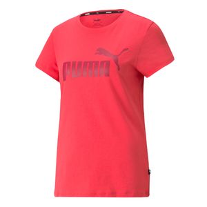 PUMA Damen T-Shirt - Essentials Logo Tee (S), Rundhals, Kurzarm, uni Pink (Paradise) M