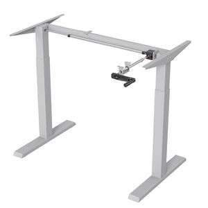 Sitz-Steh-Schreibtisch Tischgestell Manuell Höhenverstellbarer Bürotisch max. 123cm Ergonomischer Tisch Belastbar bis 70kg Weiß