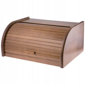 KADAX Brotkasten aus Holz "Eremo", Brotbehälter, Brotbox mit Frontklappe, Rollbrotkasten, 39 cm, Hellbraun