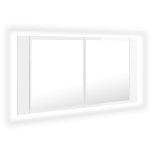 vidaXL LED kúpeľňová zrkadlová skrinka s vysokým leskom biela 90x12x45 cm akryl