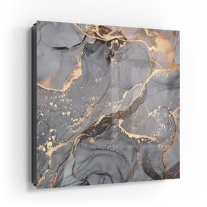 DEQORI Schlüsselkasten Glasfront schwarz links 30x30 cm 'Elegantes Marmormuster' Box