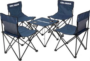 KIRKJUBØUR® 5er-Set Campingstühle mit Tisch – klappbare Outdoor-Stühle & Tisch, 120 kg belastbar, inkl. Getränkehalter & Tragetasche navy | KJ-39
