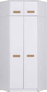 DESIGN MÖBEL Gustavo 08 – Eckkleiderschrank 91x195 cm in Weiß/Eiche Riviera, mit Schrankerweiterung, Soft-Close, ideal für jedes Zimmer
