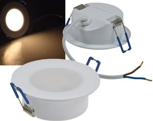 ChiliTec LED-Einbauleuchte Flat-30 FR-R 2900K Ø85x30mm, 5W, 460lm, IP44, rund, weiß