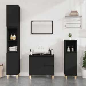 vidaXL Kúpeľňová skrinka čierna 30x30x100 cm Materiál drevo