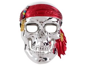 Halloween Piraten Totenkopfmaske ca 16 x 21 cm , Variante wählen:Piraten-Maske silber