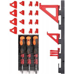 16-tlg. Set Werkzeugwand Zubehör Werkzeughalter Haken Klemmhalter Kunststoff