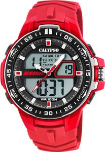 Calypso Armbanduhr Herrenuhr PolyurethanBand rot K5766/2 AnaDigi Uhr