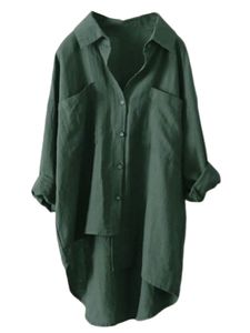 Damen Hemden Button Down Tunika Shirt Casual Bluse Elegant Langarmshirts Urlaub Grün,Größe 4XL