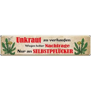 vianmo Blechschild Wandschild Metallschild 46x10 cm - Unkraut verkaufen nur an Selbstpflücker