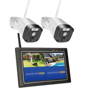 SecuFirst 2K Überwachungskamera Aussen mit Innen Monitor Kabellos,7" Sensorbildschirm NVR + 2X Outdoor Kamera Überwachung Babyphone Arbeiten ohne WLAN