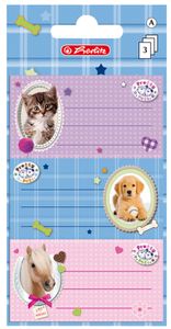 Herlitz Buchetiketten Pretty Pets 78 x 42 mm 3 Blatt à 3 Etiketten