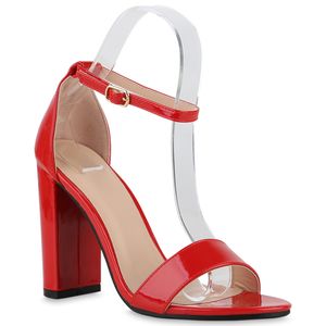 VAN HILL Damen Sandaletten Riemchensandaletten Party Schuhe 840137, Farbe: Rot, Größe: 38