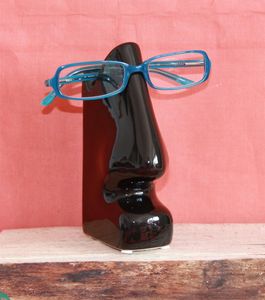 Brillenhalter Brillennase Brillenkopf Brille Keramik schwarz Höhe 16 cm