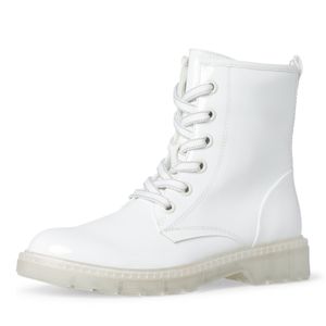 MARCO TOZZI Damen Lace Boot Flat Art: 2-2-25282-28 in white patent (weiß) - Größe:41