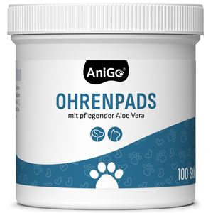 AniGo Ohren Reinigungspads für Hunde & Katzen 100 Stück – Besonders weiche & milde Reinigungstücher für die Ohrenhygiene, sanfter Ohrenreiniger zur Pflege & Reinigung