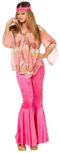 W4776-40 pink-rosa Damen Hippie Kostüm Discokostüm Gr.40