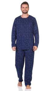 Herren Pyjama Shirt & Hose Schlaf-Anzug Nachthemd, Dunkelblau/L/50