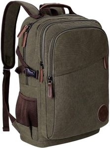 Rucksack Herren Canvas Schulrucksack Studenten Rucksack Jungen Teenager Arbeitsrucksack für Alltag Business,Grün