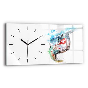 Wallfluent Wanduhr – Stilles Quarzuhrwerk - Uhr Dekoration Wohnzimmer Schlafzimmer Küche - Zifferblatt mit Strichen - schwarze Zeiger - 60x30 cm - schweizer Uhr