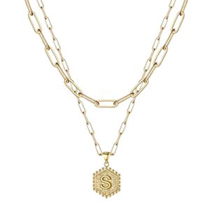 Anhänger-Halskette, wasserfest, vielseitig einsetzbar, glänzender Buchstabe, Gold-Schicht-Halskette als Geschenk-S