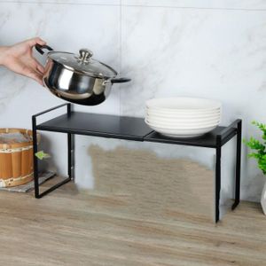 Küchenregal Mikrowellenregal Aufbewahrung Unterschrankregal Spülbecken Ausziehbar 36-60x21x18cm Schwarz
