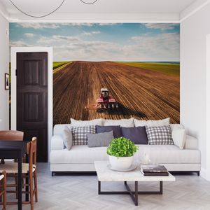 Muralo XXL Selbstklebende FOTOTAPETE Feld TRAKTOR Himmel Aussicht von oben (B) 405 cm x (H) 270 cm Tapete Wandtapete WOHNZIMMER SCHLAFZIMMER 4586