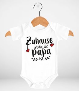 Baby Body für Mädchen & Jungen Zuhause ist da wo Papa/Mama ist Herz kurzarmBaumwolle SpecialMe® Papa weiß 0-3 Monate
