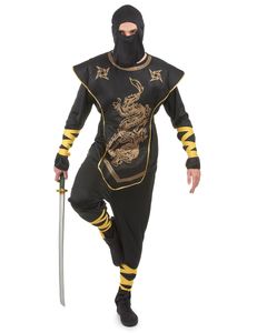 Ninja Herrenkostüm schwarz-gold