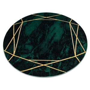 Koberec okrúhly EMERALD exkluzívne 1022 glamour, štýlový mramor, geometrický fľaškovo zelené / zlato zelený kruh PRŮMĚR 120 cm