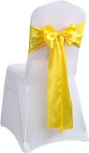 CANDeal 10-dielna sada saténových stoličiek Sashes Bows pre svadobnú recepciu - univerzálne stoličky, bez poťahov na stoličky (žltá)