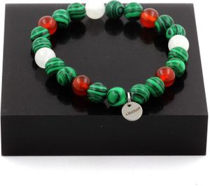 Armbandperlen Malachit + Roter Achat + Mondstein 8 mm