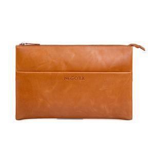 NEGOTIA Alpha - Laptop Folio 14 Inch - kožené pouzdro na notebook 14'' MacBook Pro a Air 13,3 Inch - taška na notebook - hnědá