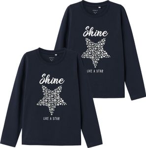 NAME IT 2er-Set Longsleve Jersey Langarmshirt Design Print Größe: 98