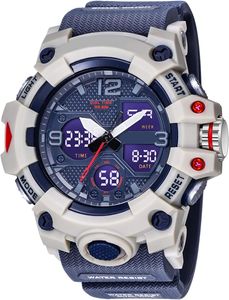 Digitale Armbanduhr Herren Militär Sportuhr Analog Digitaluhr 5ATM Wasserdicht Outdoor Uhr mit Licht Alarm Kalender Stoppuhr für Männer Jungen