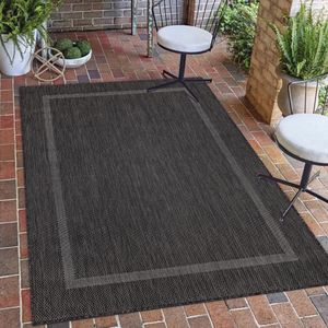 Carpetsale24 In- & Outdoor Teppich - Wetterfestes Flachgewebe in Sisal-Optik mit Bordüre, Küchenteppich, Terrasse, Wohnzimmer & mehr Grösse 280x370 cm