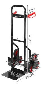 Schodiskový vozík Vreckový vozík Prepravný vozík, skladací, schodolez, stohovací vozík, schodiskový vozík s vrecami, 150 kg - červeno-čierny