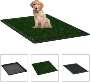 vidaXL Toaleta pre domáce zvieratá s vaničkou a umelým trávnikom zelená 64x51x3 cm WC