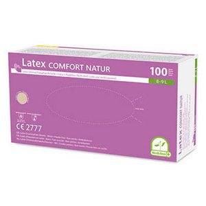 Medi-Inn Latex Comfort Natur Einmalhandschuhe puderfrei (L, 100 Stück)